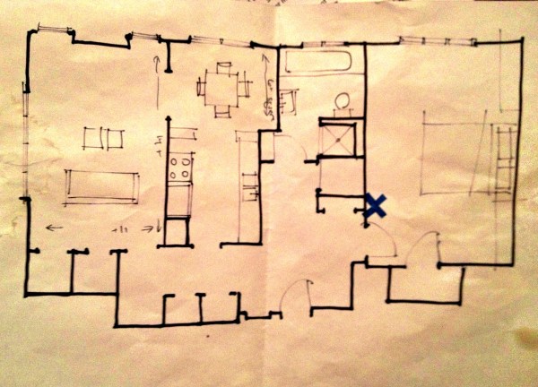 What you are gifted when the prior tenant is a set designer. It comes with an apology because it's not to scale.